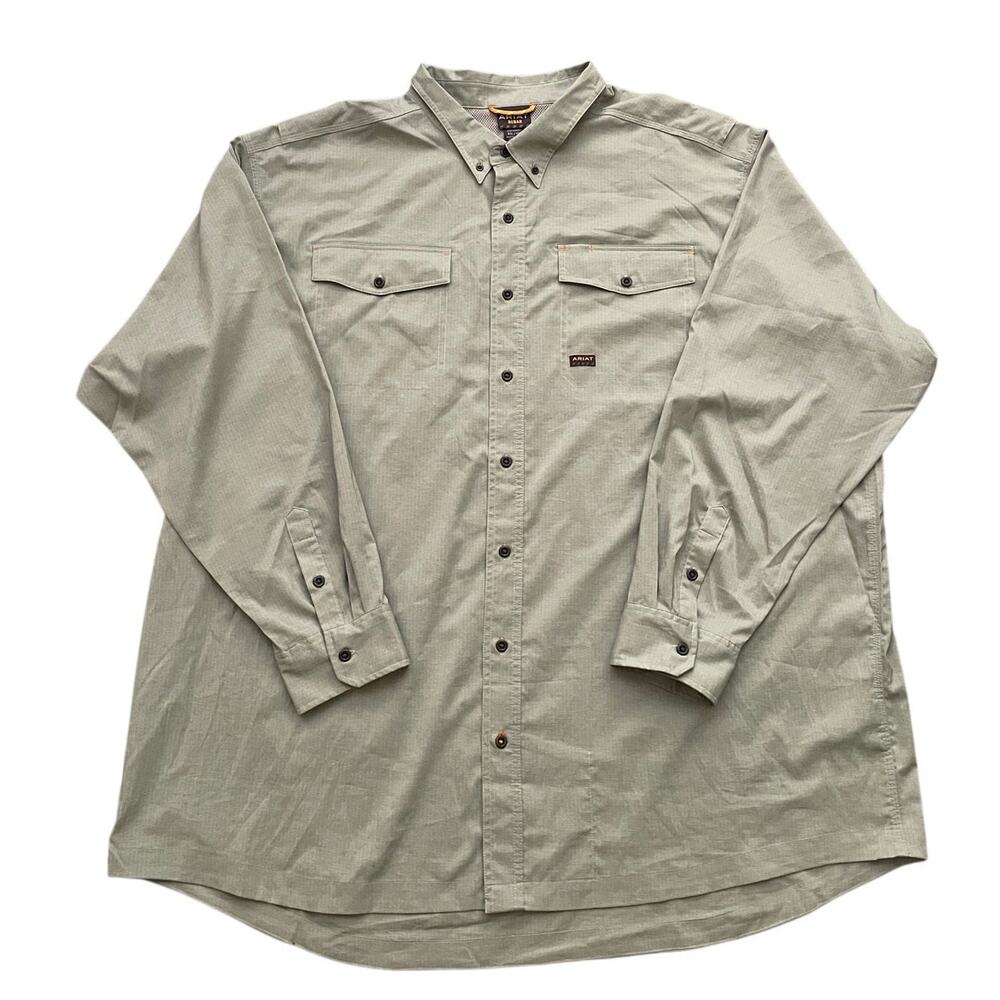 ARIAT REBAIR Mens 4XL Vent TEK Dura Stretch Sage Long Sleeve Shirt